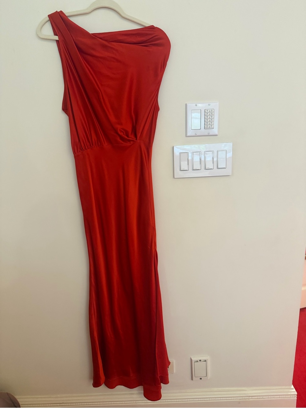 Elegant One-Shoulder Red Evening Dress the Sei